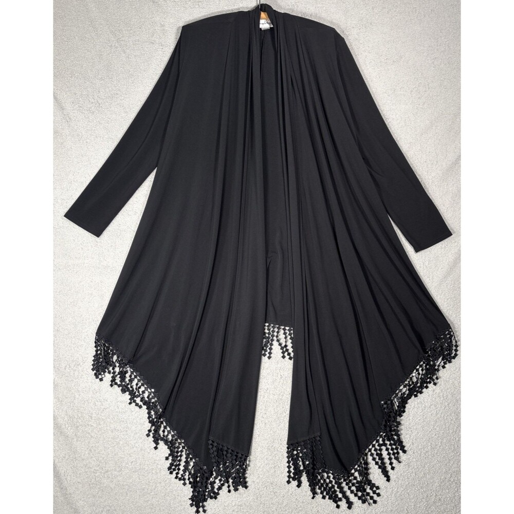 Joseph Ribkoff Womens Size 14 Open Cardigan Duster Tassels Flapper Art Deco Glam